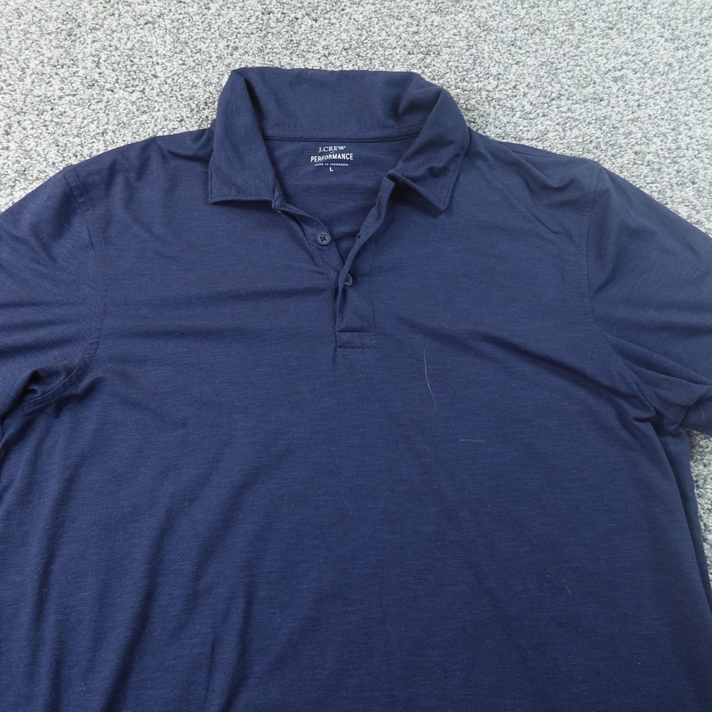 J Crew Polo Shirt Mens L Navy Blue Performance Stretch Golf Casual Preppy Flex